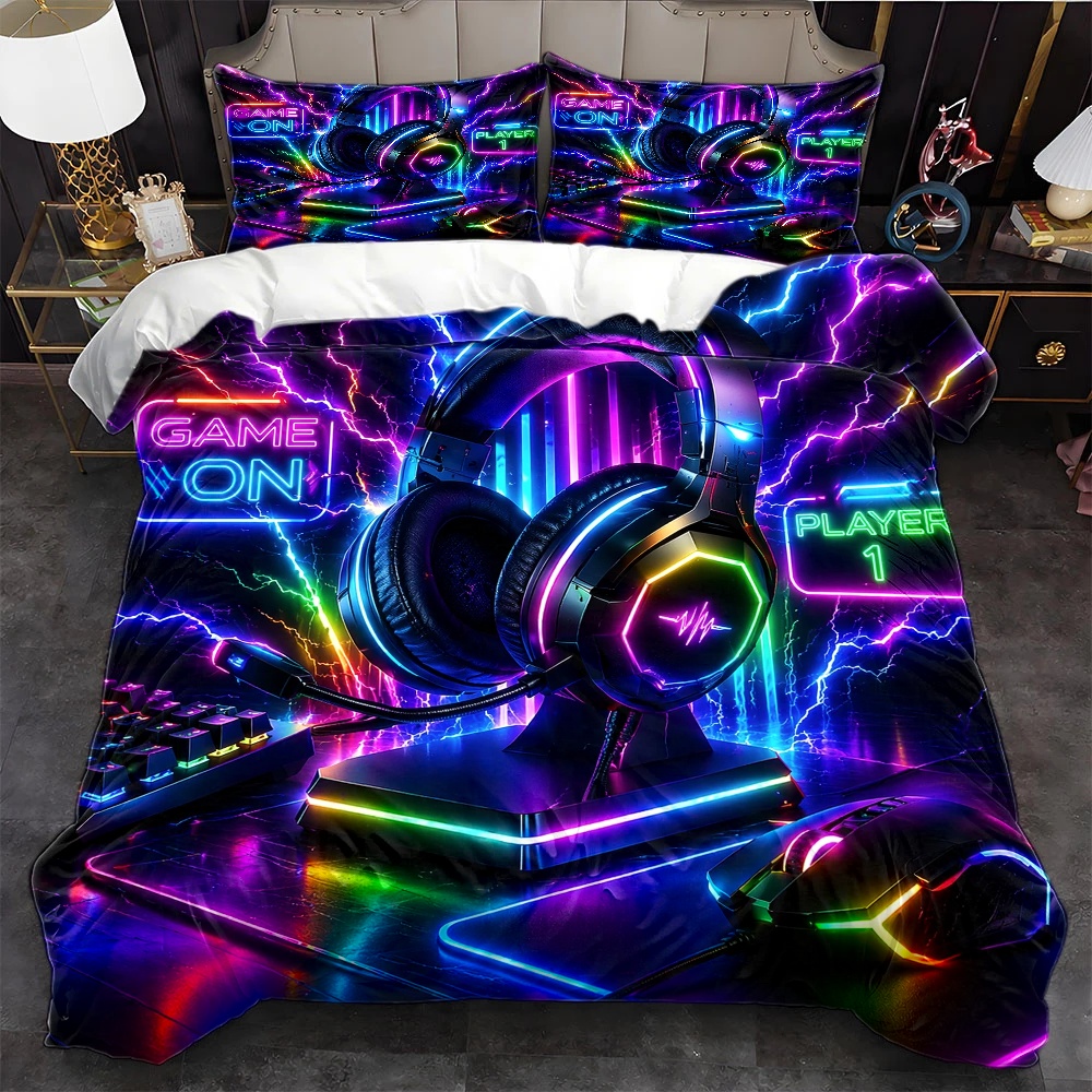 3Pc E-Sports Neon Style Duvet  - Esports Gaming Bed ulasan dan harga