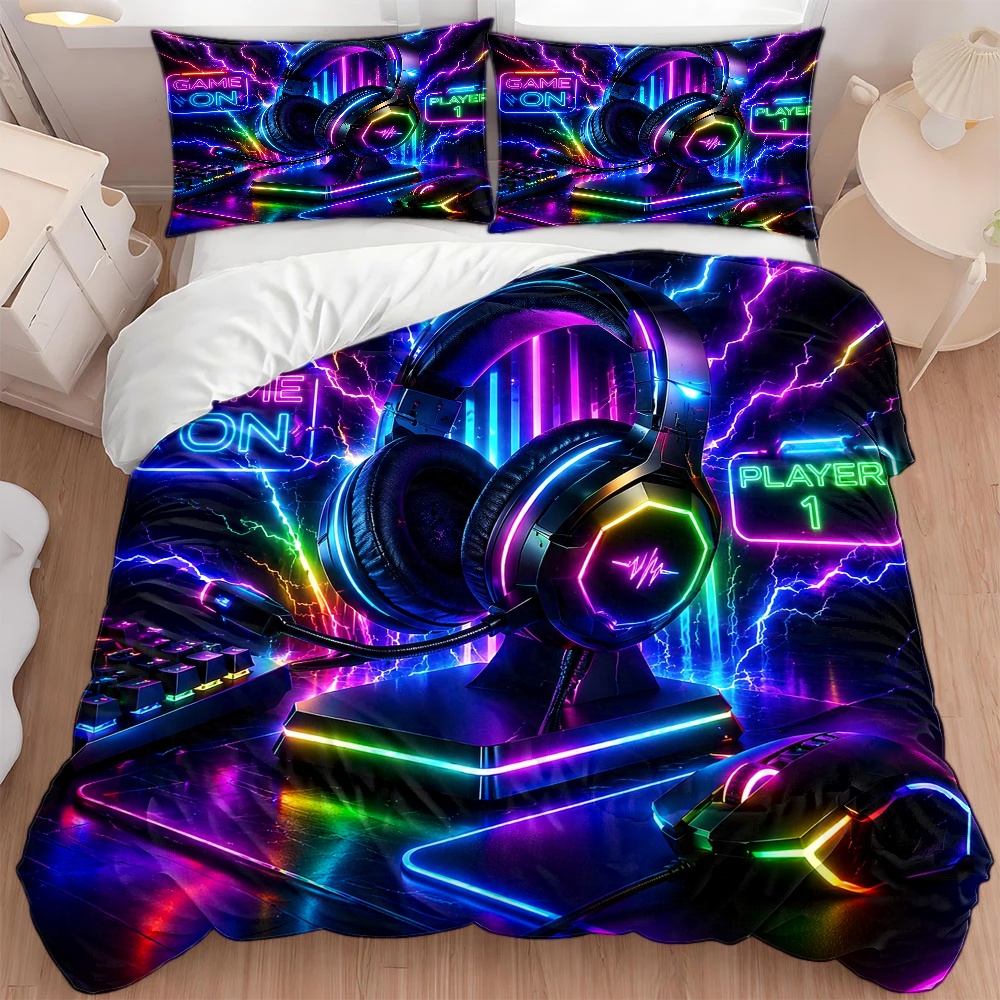 3Pc E-Sports Neon Style Duvet  - Esports Gaming Bed ulasan dan harga
