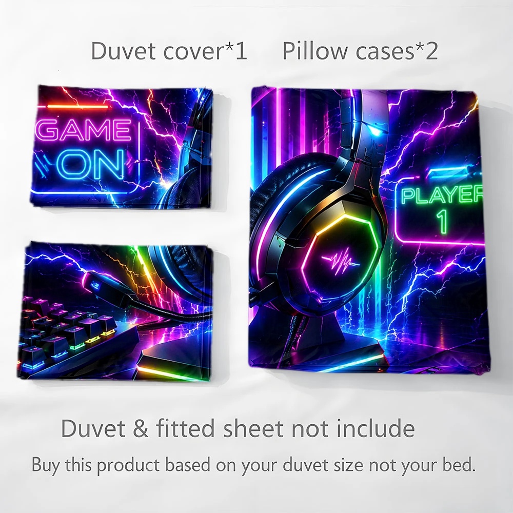 3Pc E-Sports Neon Style Duvet  - Esports Gaming Bed ulasan dan harga
