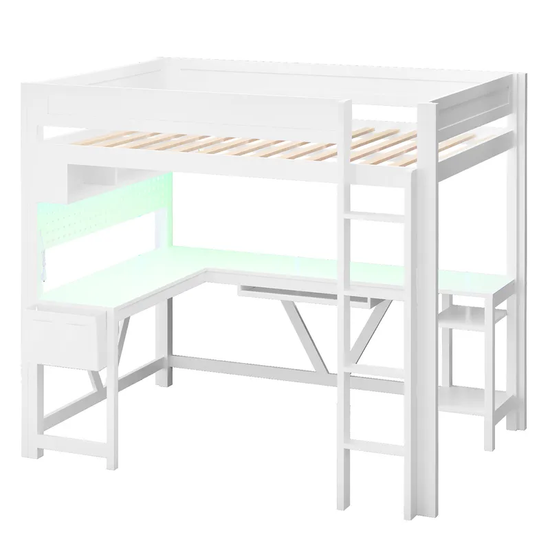 White Gaming Loft Bed with Des - Esports Gaming Bed ulasan dan harga